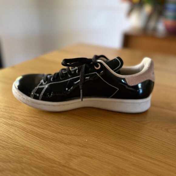 adidas Stan Smith 'Black Pink Glam' FW2299 Womens 8.5 US Patent Leather Sneakers - Picture 5 of 8